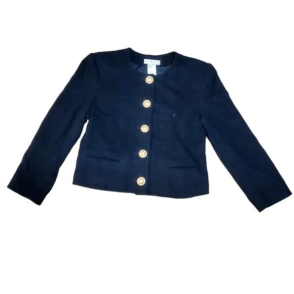 Chaus Gold Button Down Women’s Wool Mix Blazer Jacket Black Size 12 Corpcore - Picture 1 of 13